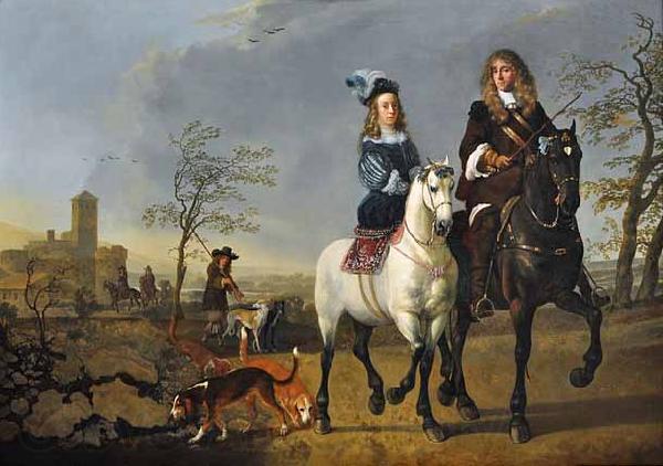 Aelbert Cuyp Lady and Gentleman on Horseback Norge oil painting art